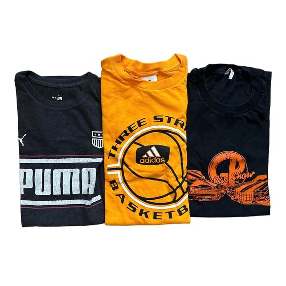 Lot of 3 Mens Graphic T-Shirt Large Adidas, Puma, Car Show Crew Neck Streetwear - Picture 1 of 12